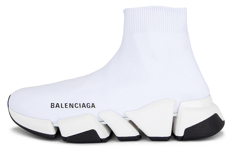 (W) Balenciaga Speed 2 'White High-Top Knit'
