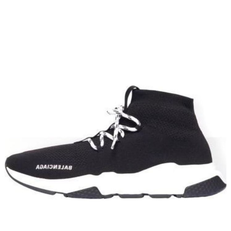(Women) Balenciaga Speed Lace Up Sneaker 'Black White' 587284-W1702-1015