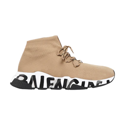 (W) Balenciaga Speed Lace Up Trainer 'Midsole Graffiti - Beige'