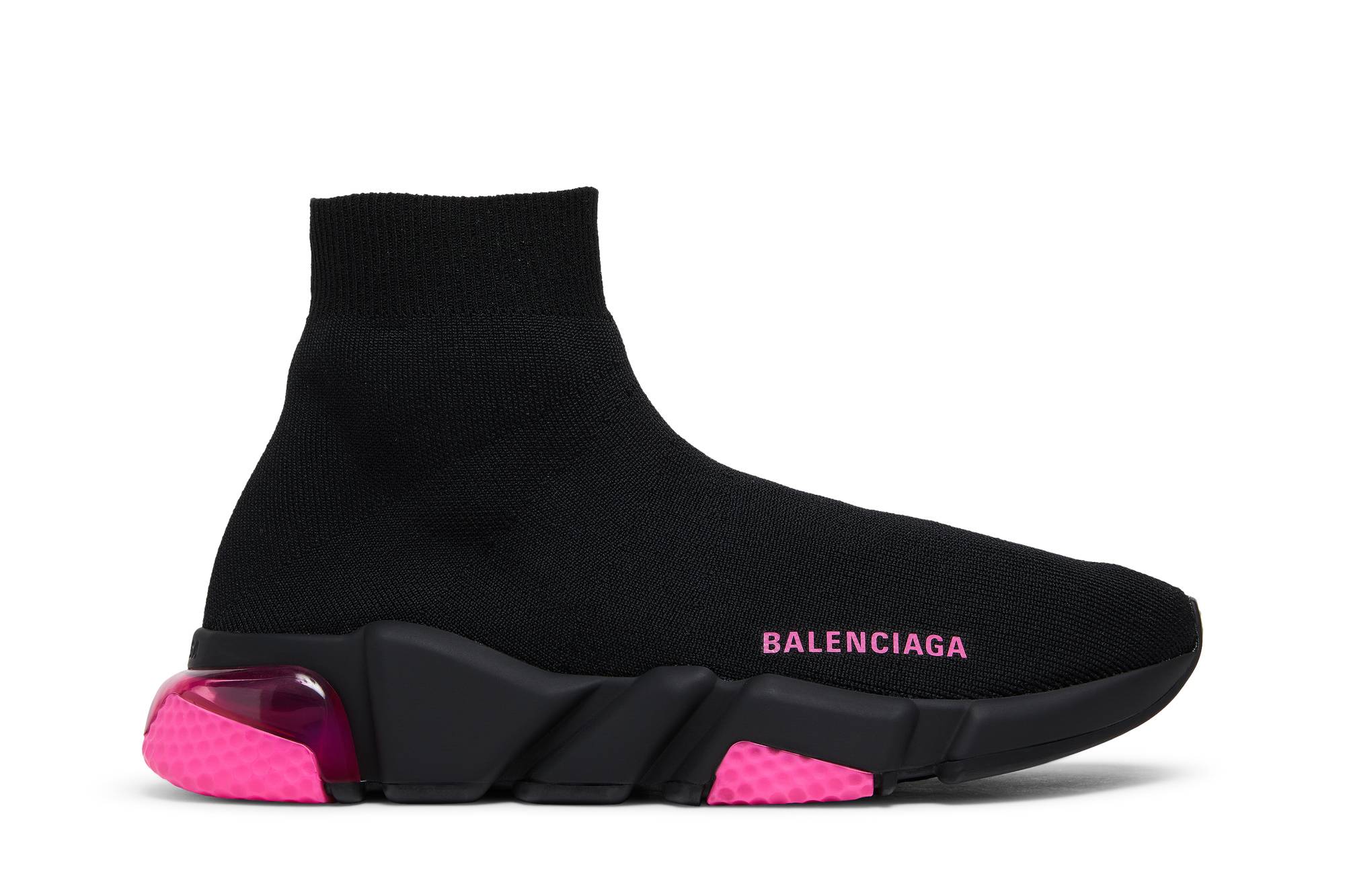 (W) Balenciaga Speed Sneaker 'Clear Sole - Black Fluo Pink'