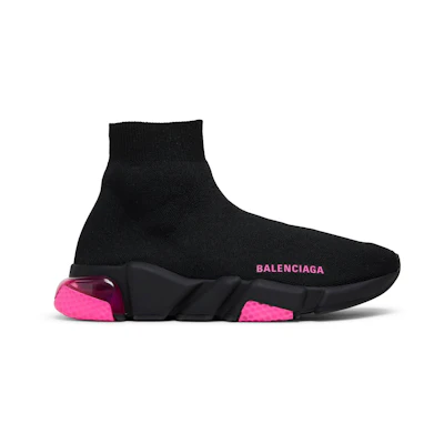 (W) Balenciaga Speed Sneaker 'Clear Sole - Black Fluo Pink'