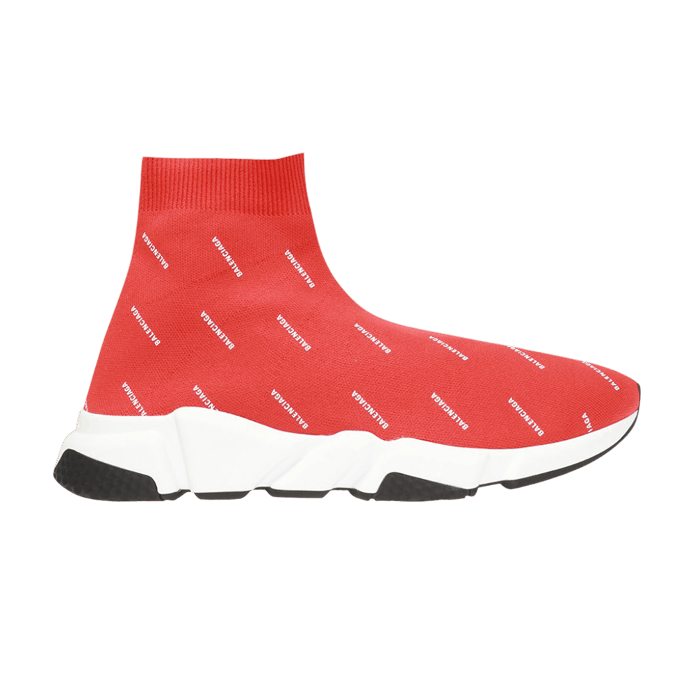 (Women) Balenciaga Speed Trainer Mid 'All Over Logo - Red'  498343-W0650-6577