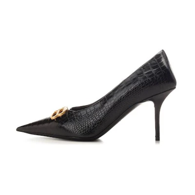 (W) Balenciaga Square Knife BB Croc-Effect Leather Pumps 'Black'