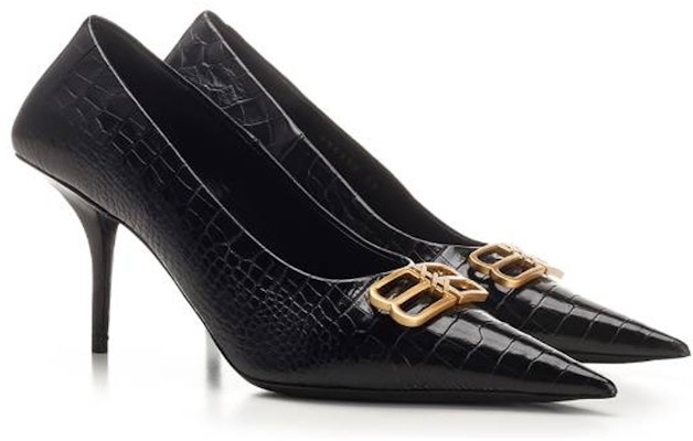 (Women) Balenciaga Square Knife BB Croc-Effect Leather Pumps 'Black' 734238WBE711000 Lookbook (Women) Balenciaga Square Knife BB Croc-Effect Leather Pumps 'Black' 734238WBE711000