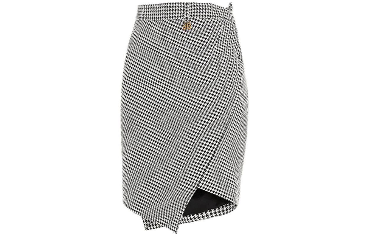 (Women) Balenciaga SS21  Houndstooth A-line Skirt Black/White 621416TIT091070