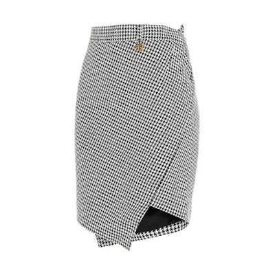 (Women) Balenciaga SS21 Houndstooth A-line Skirt Black/White 621416TIT091070