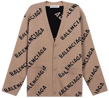 (Women) Balenciaga SS21 Beige Knit Sweater with Allover Logo Pattern 652394T15679364 (Women) Balenciaga SS21 Beige Knit Sweater with Allover Logo Pattern 652394T15679364