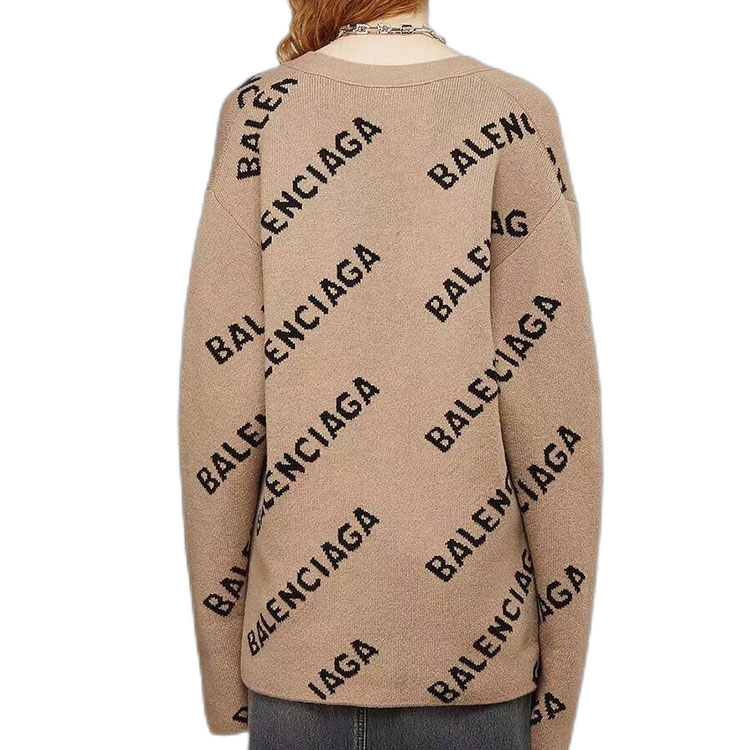 Shop (W) 巴黎世家SS21米色满印Logo针织毛衣 652394T15679364