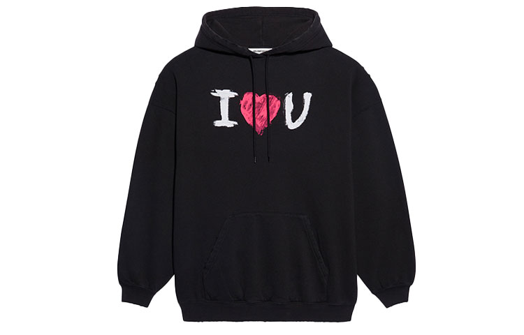 (Women) Balenciaga SS21 Black Letter Print Hoodie 578135TJVL61070