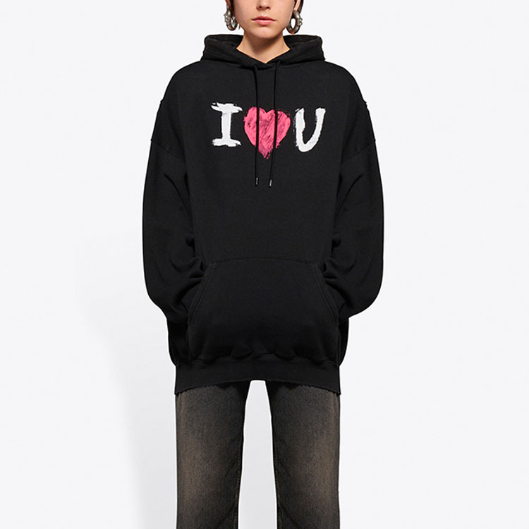 (Women) Balenciaga SS21 Black Letter Print Hoodie 578135TJVL61070 圖 4