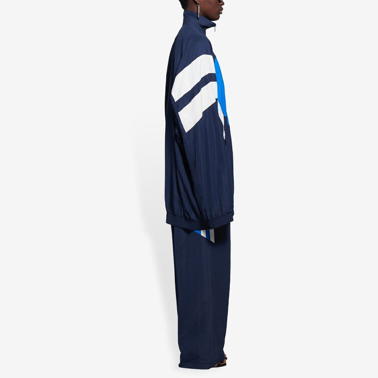 Details for (Women) Balenciaga SS21 Blue Colorblock Nylon High-Neck Tracksuit Jacket. 659031TKO484063