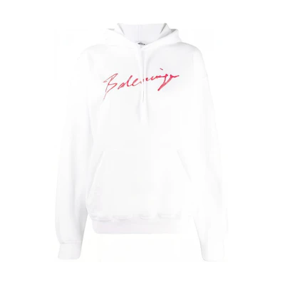(Women) Balenciaga SS21 Classic Logo White Hoodie. 583222TFV649783