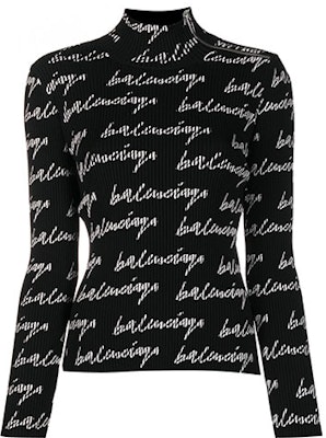 (W) 발렌시아가 SS21 로고 프린트 하이넥 긴팔 티셔츠 블랙 626194T61591070 Buy (W) 발렌시아가 SS21 로고 프린트 하이넥 긴팔 티셔츠 블랙 626194T61591070