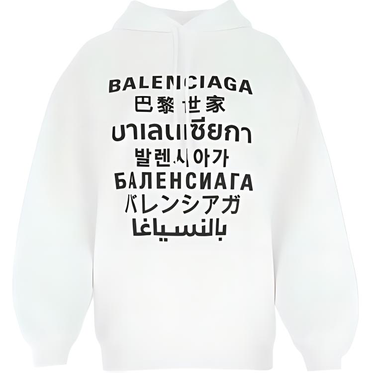 (Women) Balenciaga SS21 Letter Print Hoodie White 641529TJVI69040