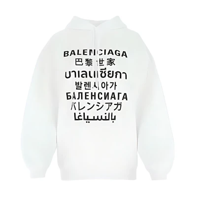 (Women) Balenciaga SS21 Letter Print Hoodie White 641529TJVI69040
