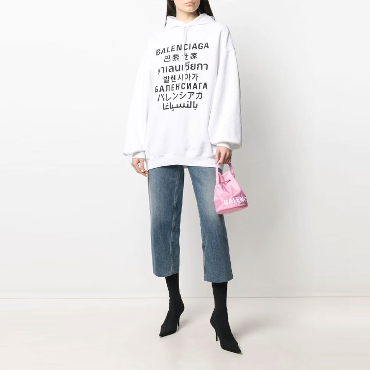 (Women) Balenciaga SS21 Letter Print Hoodie White 641529TJVI69040 圖 6