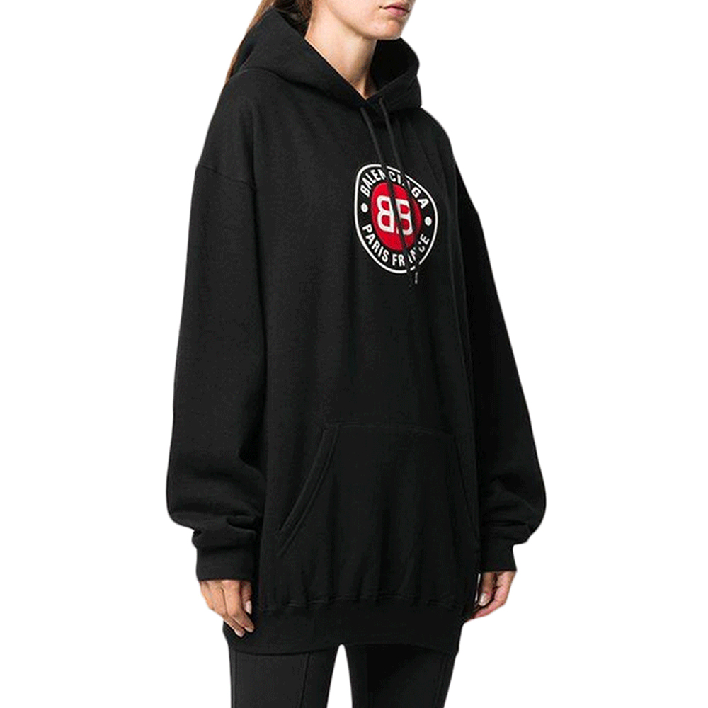 (Women) Balenciaga SS21 Logo Print Pullover Hoodie Black. 578135TJVD71000 圖 4