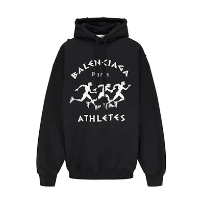 (Women) Balenciaga SS21 Marathon Athlete Print Hoodie Black 641529TJVI71070