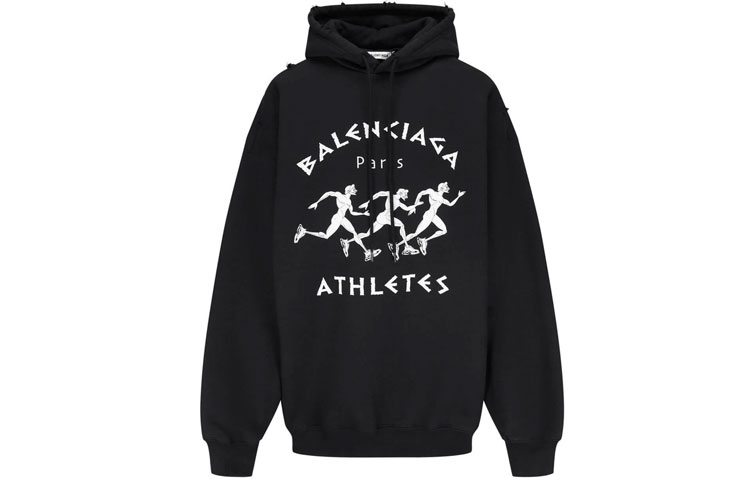Order (Women) Balenciaga SS21 Marathon Athlete Print Hoodie Black 641529TJVI71070