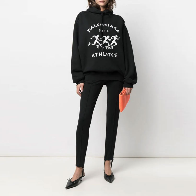 Shop (Women) Balenciaga SS21 Marathon Athlete Print Hoodie Black 641529TJVI71070