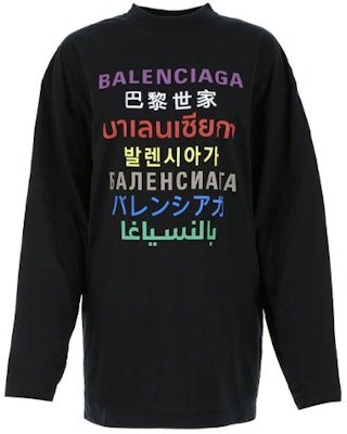 (W) Balenciaga SS21 Logo Multilingual Hitam Lengan Panjang Wanita 641583TJVI32771 Order (W) Balenciaga SS21 Logo Multilingual Hitam Lengan Panjang Wanita 641583TJVI32771