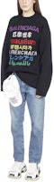 (W) バレンシアガ SS21 マルチリンガルロゴ カラフルプリント ブラック長袖Tシャツ レディース 641583TJVI32771 Shop (W) バレンシアガ SS21 マルチリンガルロゴ カラフルプリント ブラック長袖Tシャツ レディース 641583TJVI32771