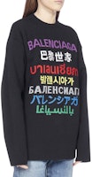 (W) バレンシアガ SS21 マルチリンガルロゴ カラフルプリント ブラック長袖Tシャツ レディース 641583TJVI32771 Purchase (W) バレンシアガ SS21 マルチリンガルロゴ カラフルプリント ブラック長袖Tシャツ レディース 641583TJVI32771