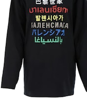 (W) バレンシアガ SS21 マルチリンガルロゴ カラフルプリント ブラック長袖Tシャツ レディース 641583TJVI32771 Cheap (W) バレンシアガ SS21 マルチリンガルロゴ カラフルプリント ブラック長袖Tシャツ レディース 641583TJVI32771
