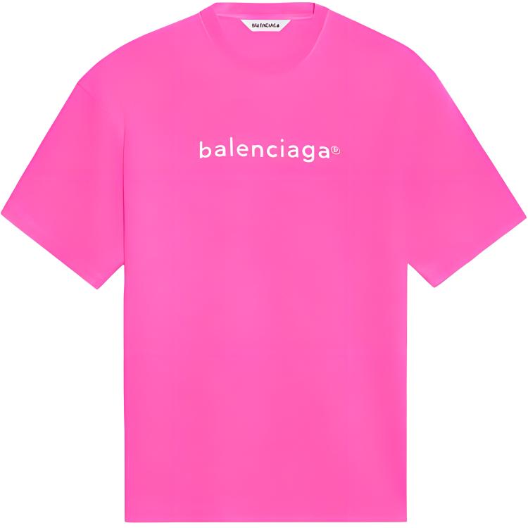 (Women) Balenciaga SS21 Pink Logo Print Crewneck T-Shirt . 612965TKVC16811
