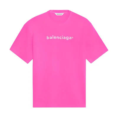 (Women) Balenciaga SS21 Pink Logo Print Crewneck T-Shirt . 612965TKVC16811