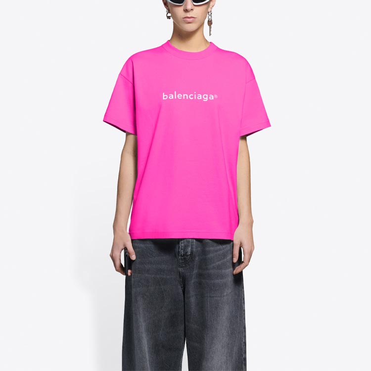 Purchase (W) 巴黎世家 SS21 粉色logo印花圆领T恤 612965TKVC16811