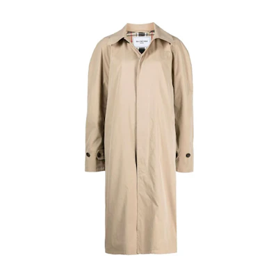 (Women) Balenciaga SS21 Single-Breasted Trench Coat Women Khaki. 646775TJP019501