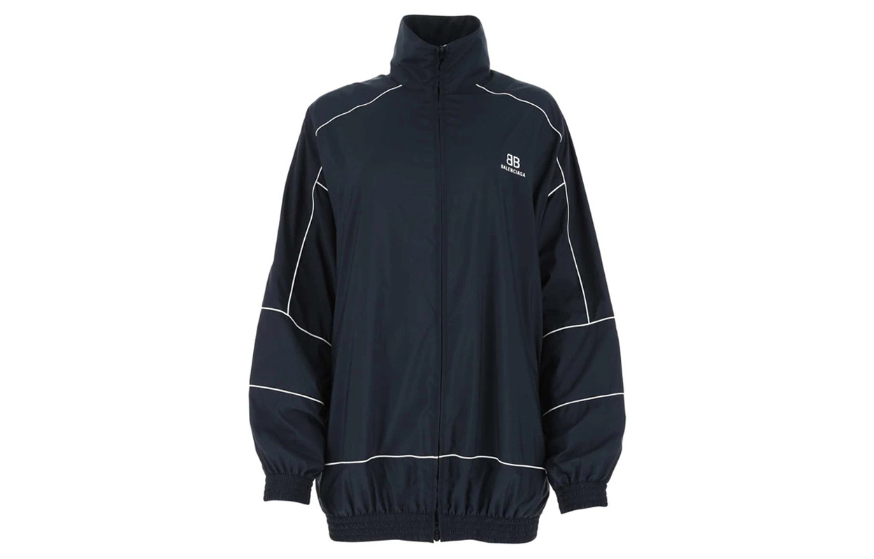 (Women) Balenciaga SS21 Solid Color Long Sleeve Jacket Deep Blue. 622998TJO824100