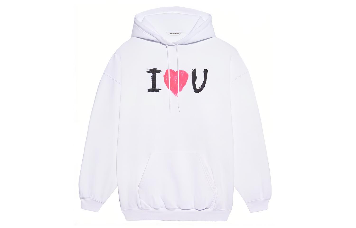 (Women) Balenciaga SS21 White Hoodie with Letter and Heart Print 578135TJVL69040 圖 2