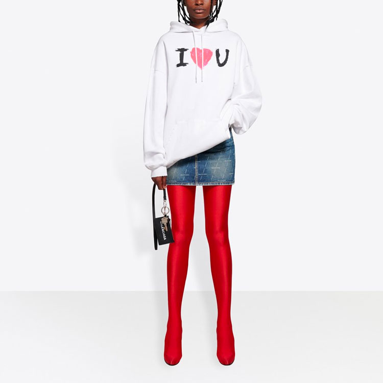 (Women) Balenciaga SS21 White Hoodie with Letter and Heart Print 578135TJVL69040 圖 4