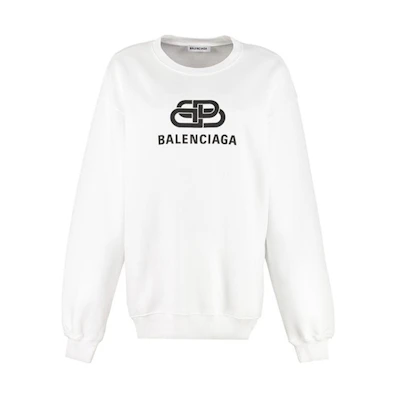 (Women) Balenciaga SS21 White Printed Logo Pullover Sweatshirt. 578132TEV199044