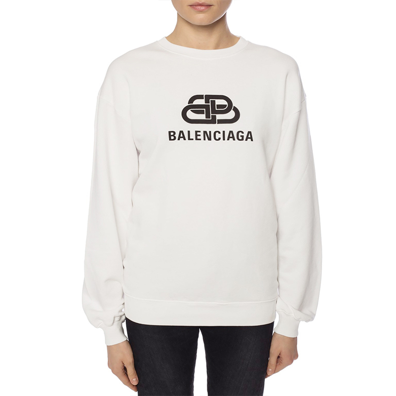 Shop (W) Balenciaga SS21 白色印花Logo套頭衫衛衣 578132TEV199044