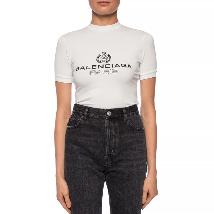 Shop (W) Balenciaga SS21 白色印字母與桂冠圖案T恤 594603TGV479000
