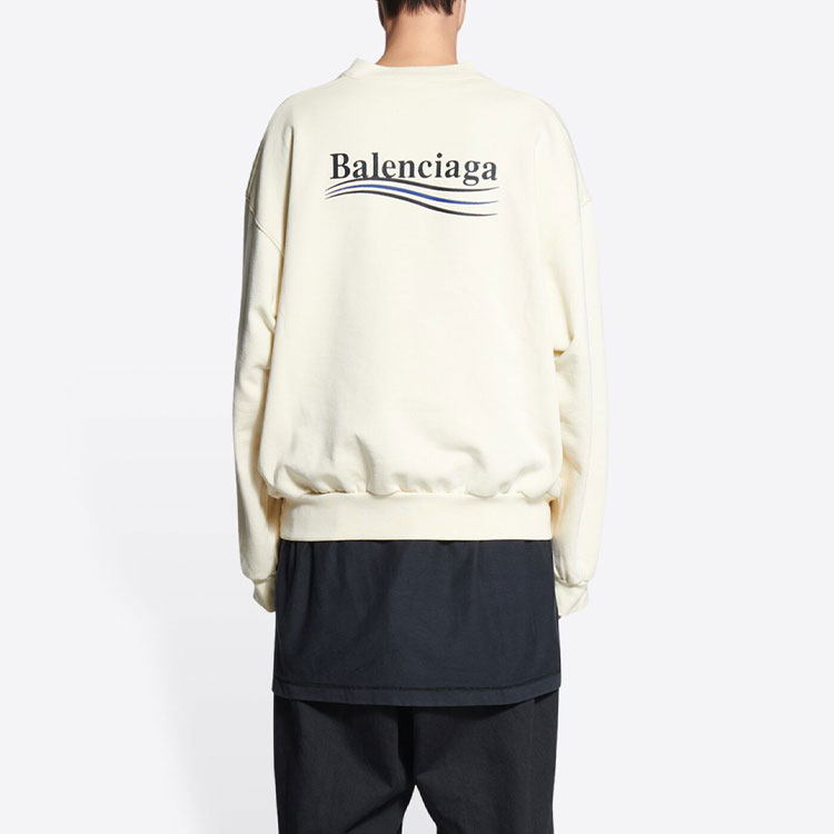 Details for (Women) Balenciaga SS22  Beige Solid Color Logo Print Hoodie. 697869TKVI90896