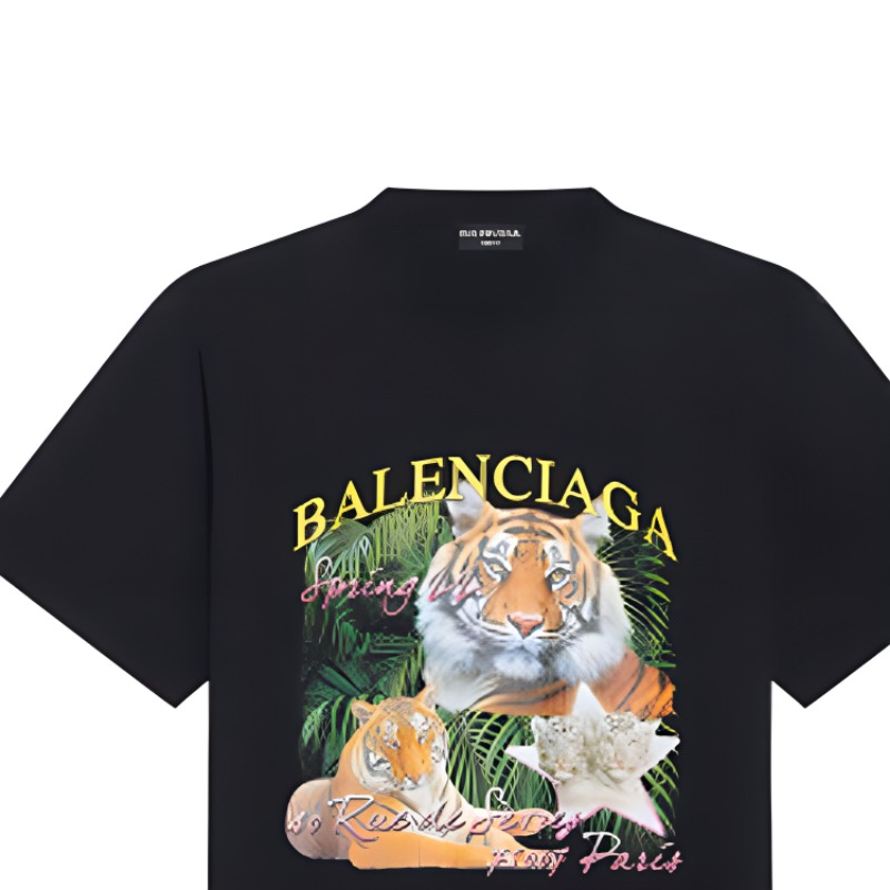 (Women) Balenciaga SS22  Black FBI Tiger Print Crewneck T-Shirt. 670943TLVH20100 圖 7