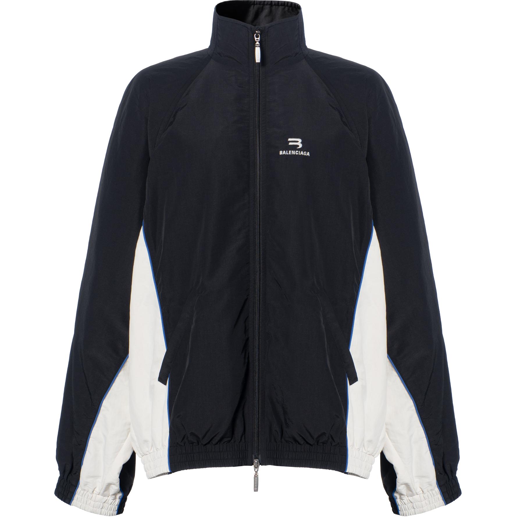 (Women) Balenciaga SS22  Black High Neck Zip-Up Colorblock Jacket. 698875TKO481000