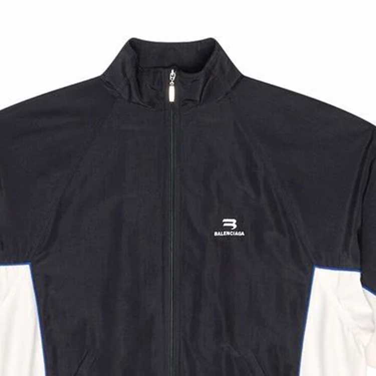 Cheap (W) Balenciaga SS22 Jaket Zip-Up Black High Neck Colorblock. 698875TKO481000