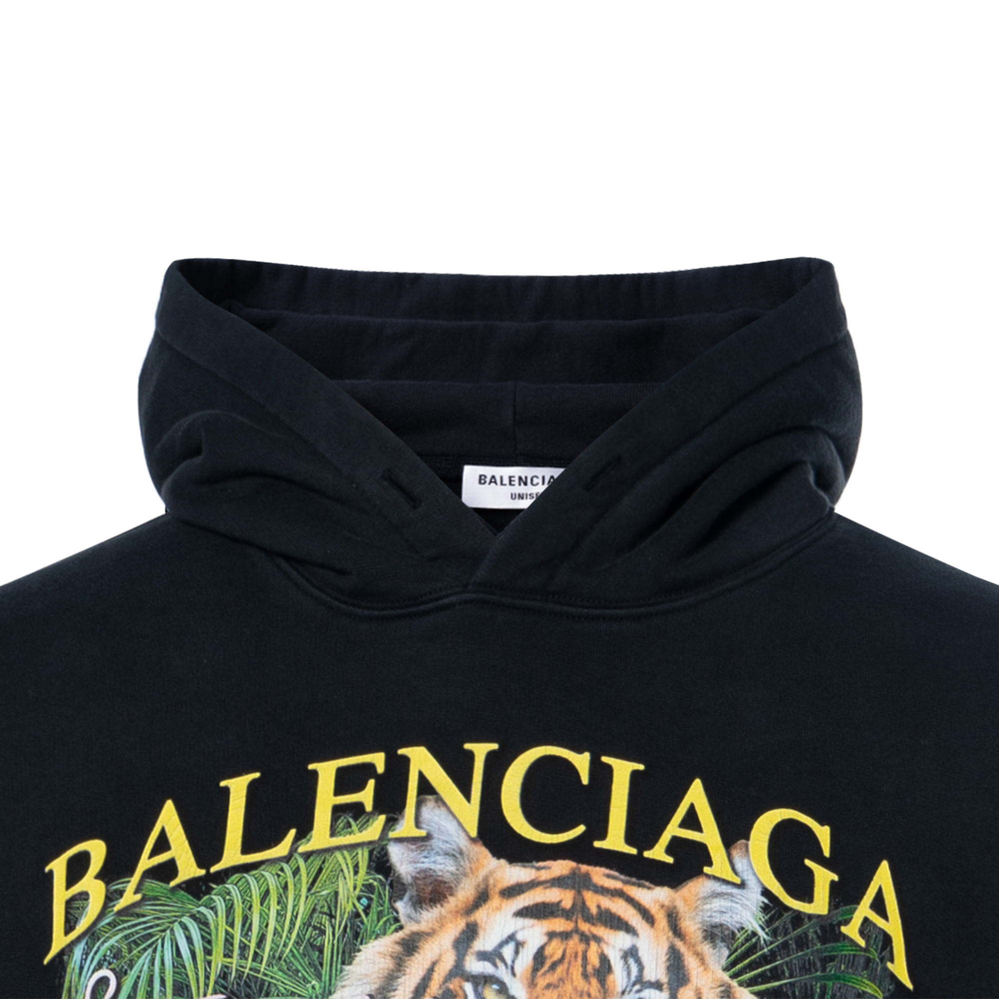 Sizing (W) Balenciaga SS22 Hoodie Hitam Cetakan Kartun Logo Harimau. 675003TLVH31000