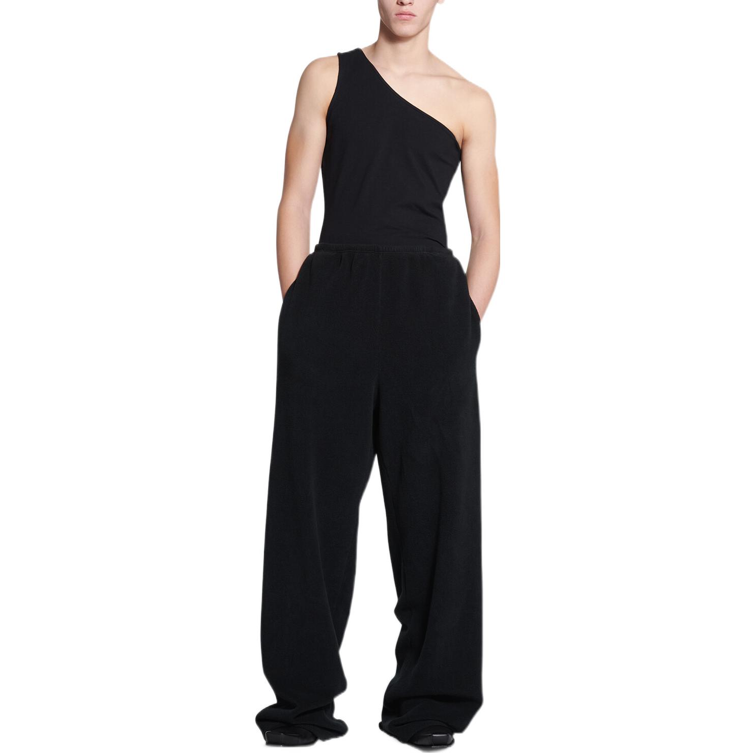 Shop (W) 巴黎世家SS22黑色针织慢跑裤，带刺绣标志。 698144TMVC71069