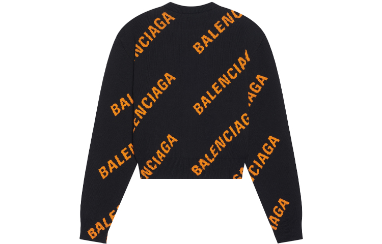 Lookbook (W) 발렌시아가 SS22 블랙 니트 스웨터 전면 로고 프린트 671576T32001018