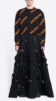 (W) Balenciaga SS22 黑色針織毛衣 全版Logo印花 671576T32001018 Shop (W) Balenciaga SS22 黑色針織毛衣 全版Logo印花 671576T32001018