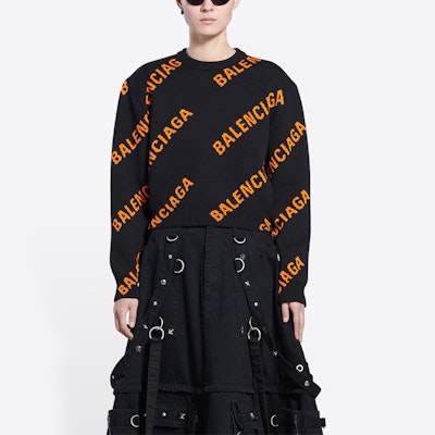 (W) Balenciaga SS22 黑色針織毛衣 全版Logo印花 671576T32001018 Purchase (W) Balenciaga SS22 黑色針織毛衣 全版Logo印花 671576T32001018