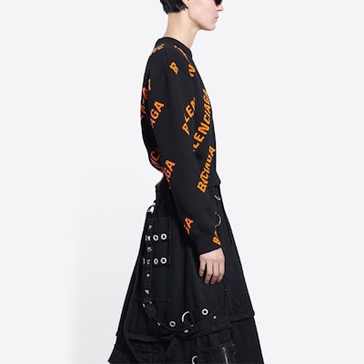 (W) Balenciaga SS22 黑色針織毛衣 全版Logo印花 671576T32001018 Sizing (W) Balenciaga SS22 黑色針織毛衣 全版Logo印花 671576T32001018