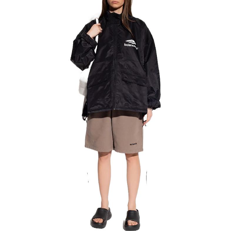 (Women) Balenciaga SS22  Black Logo Print Loose Fit Zip-Up Jacket. 698871TLO250100 圖 3