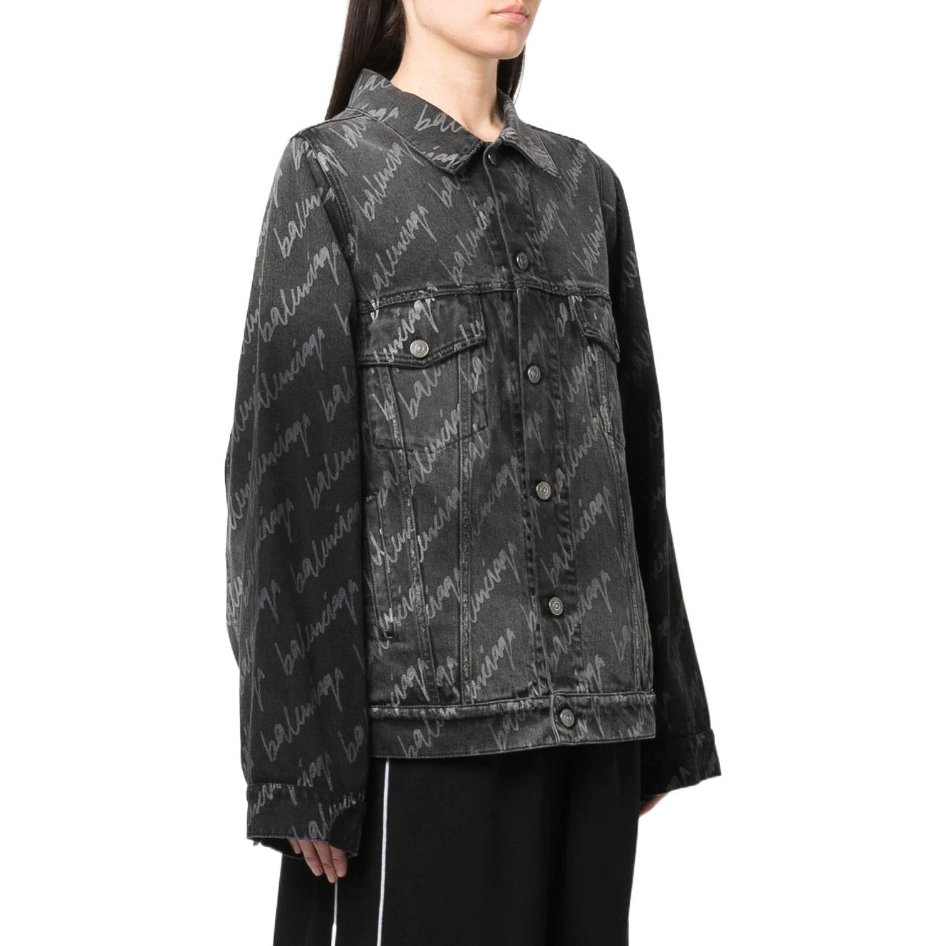 (Women) Balenciaga SS22  Black Logo Print Oversized Long-Sleeve Jacket 662853TMW211052 圖 4